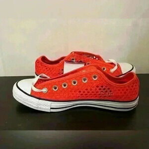 Converse All Star Red Crochet Low Top Sneakers Women's Shoes Size n8.5‎